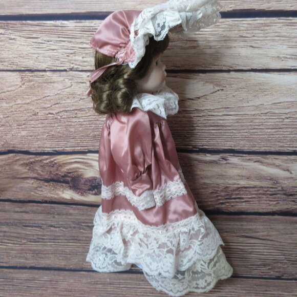 Vintage Porcelain 16" Doll with Victorian Dress & Bonnet - Picture 7 of 8